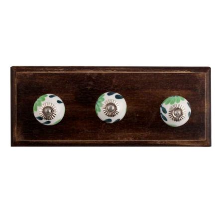 Anemone Ceramic Wooden Hooks